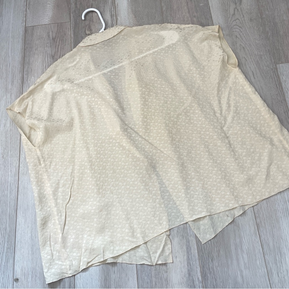 Vintage Silk Shrug printed open collared womens Cream (one size) minimalist chic - Picture 4 of 7